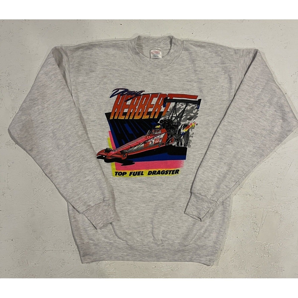 Vtg Racing Doug Herbert Crewneck Sweatshirt Pullover Fuel Dragster LARGE